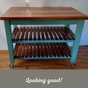 kitchen trolley painted to customers choice with blackwood top